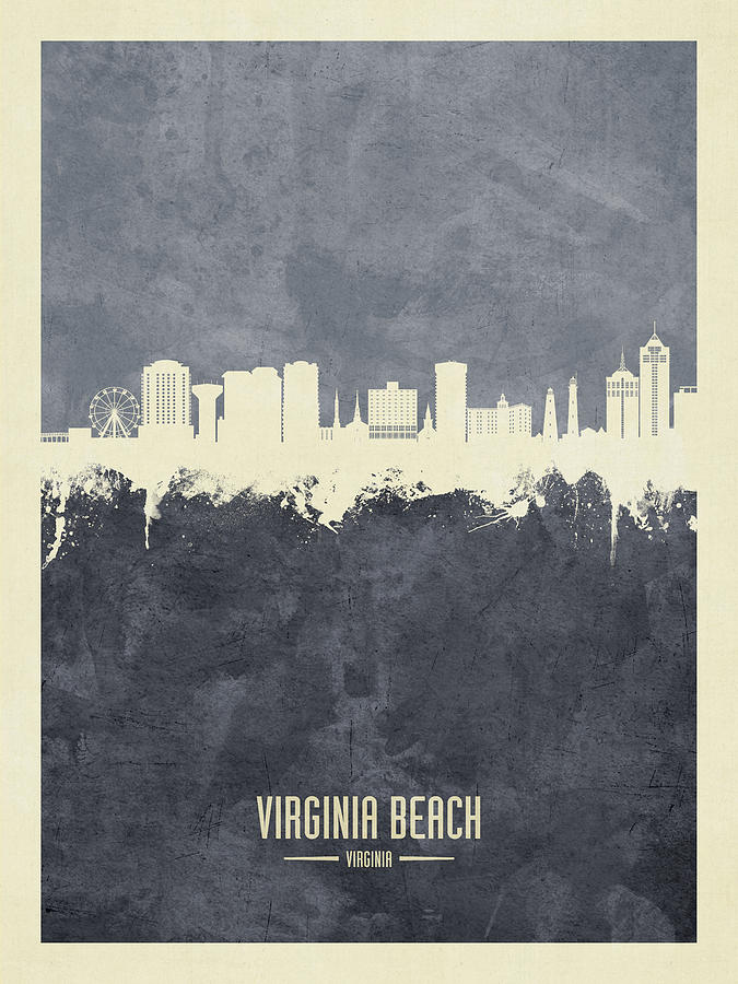 Virginia Beach Digital Art - Virginia Beach Virginia Skyline #36 by Michael Tompsett