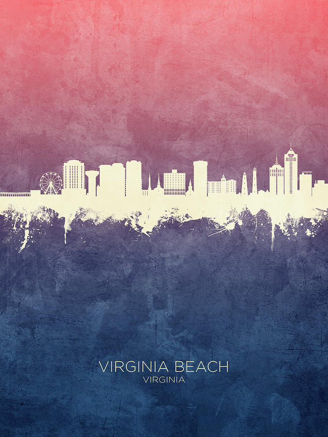 Virginia Beach Digital Art - Virginia Beach Virginia Skyline #38 by Michael Tompsett