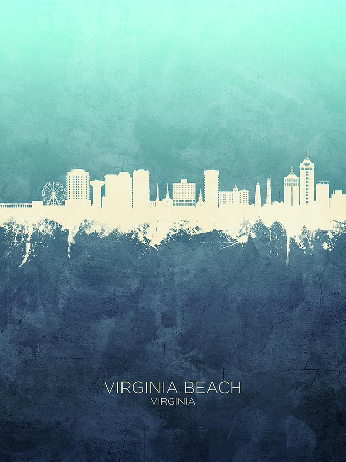 Virginia Beach Digital Art - Virginia Beach Virginia Skyline #39 by Michael Tompsett
