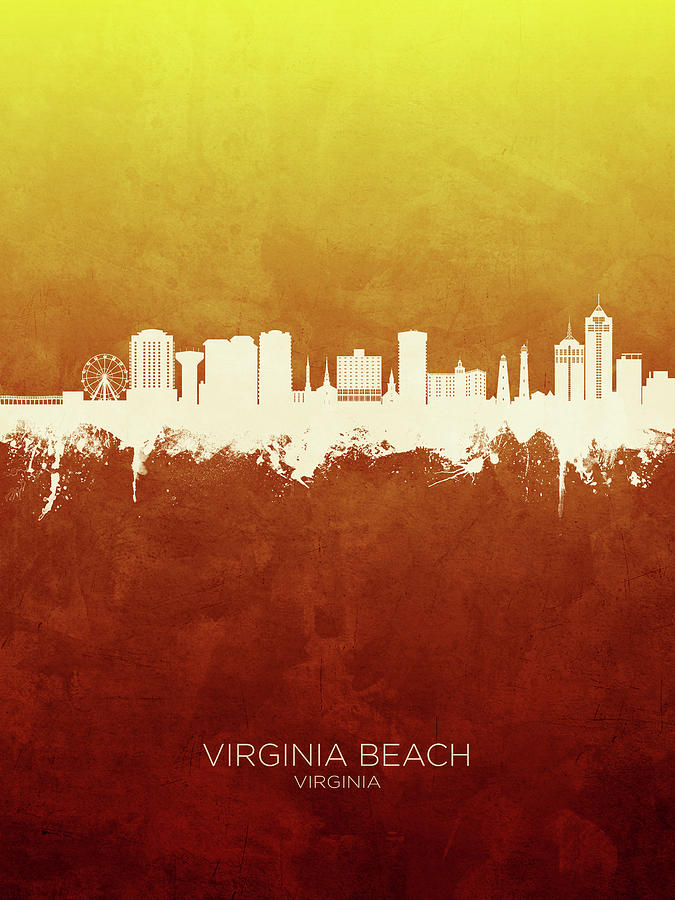 Virginia Beach Digital Art - Virginia Beach Virginia Skyline #41 by Michael Tompsett