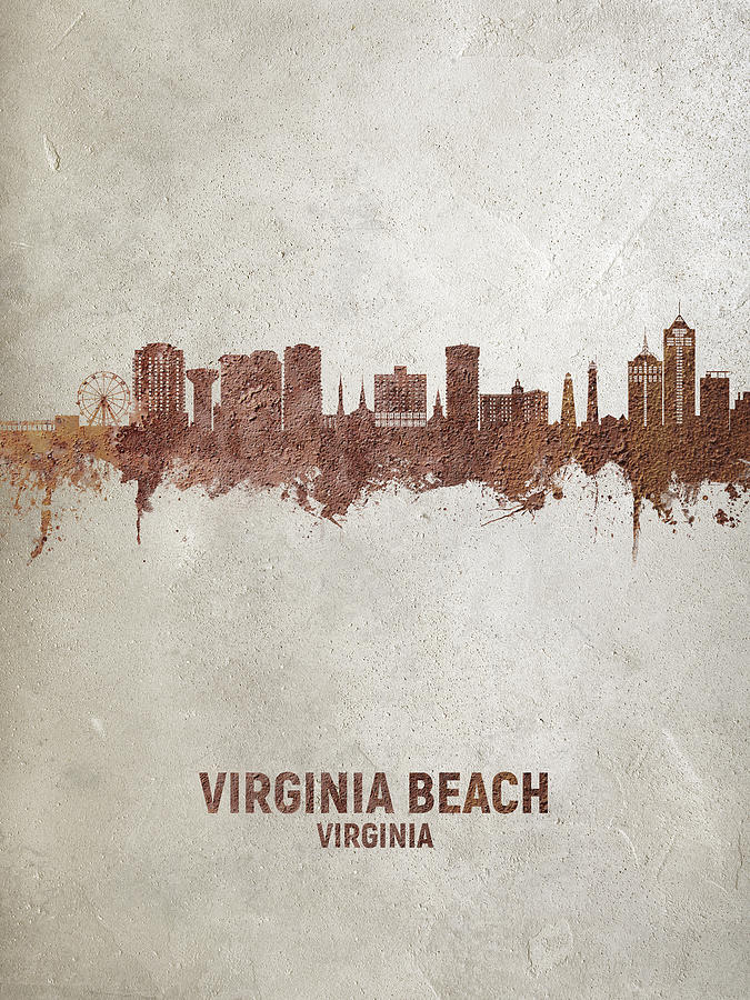 Virginia Beach Digital Art - Virginia Beach Virginia Skyline #42 by Michael Tompsett