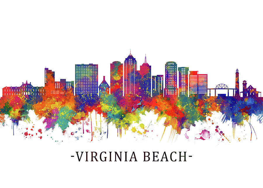 Virginia Beach Virginia Skyline Mixed Media by NextWay Art - Pixels