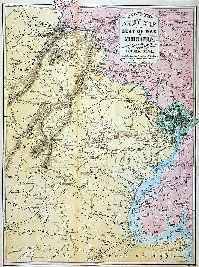 Virginia Map, 1862 Drawing by Granger