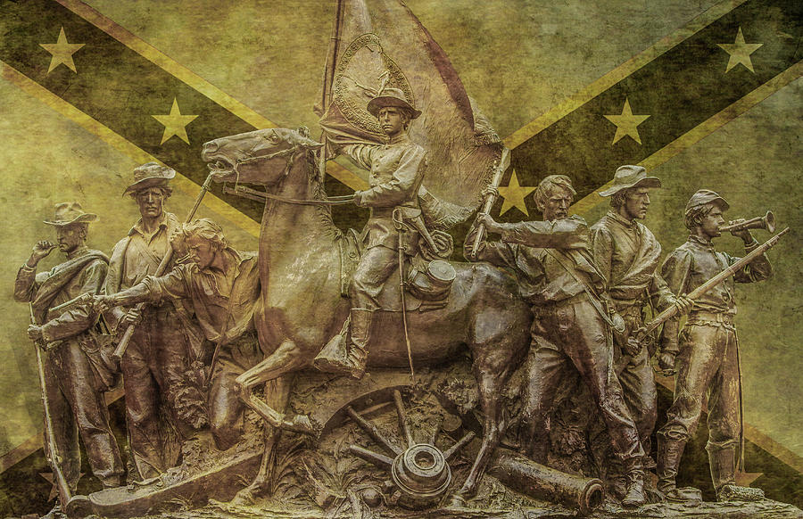 Virginia Monument Gettysburg Flag Gold Digital Art by Randy Steele