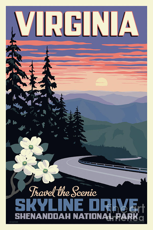 Shenandoah National Park Digital Art - Virginia Poster - VIntage Travel by Jim Zahniser