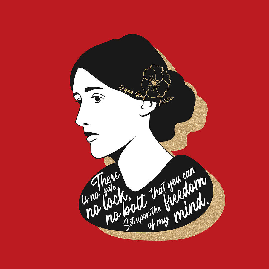 Inspirational Digital Art - Virginia Woolf Graphic Quote II - Red by Ink Well