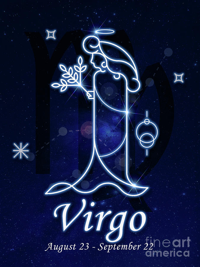 Virgo Line Art Zodiac Sign Zodiac Poster Design Digital Art by GnG Bros