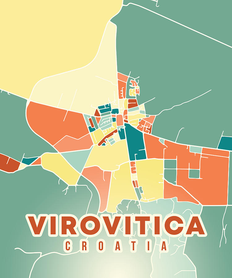 Virovitica Croatia Map Digital Art By Alexandru Chirila Fine Art America