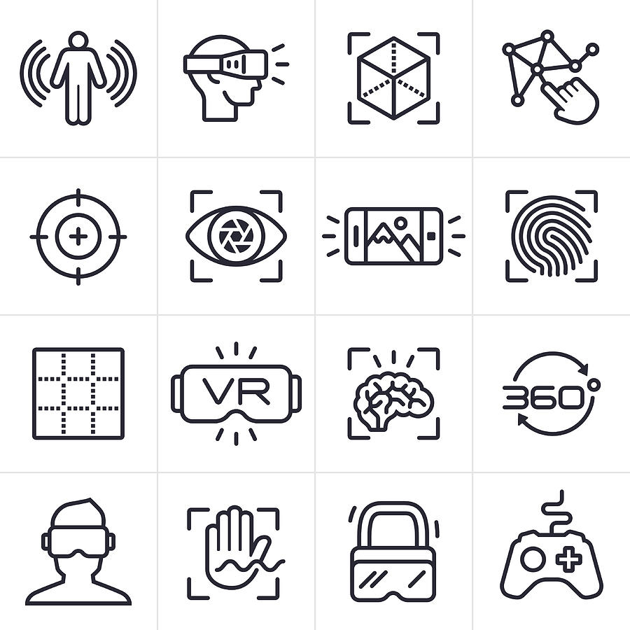 Virtual Reality Technology Icons and Symbols Drawing by Filo
