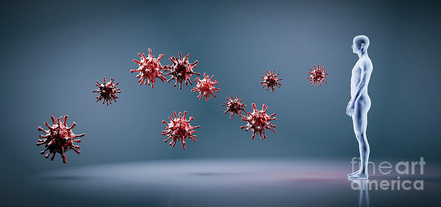 Virus Attacking Human Body - Coronavirus Covid-19 Photograph
