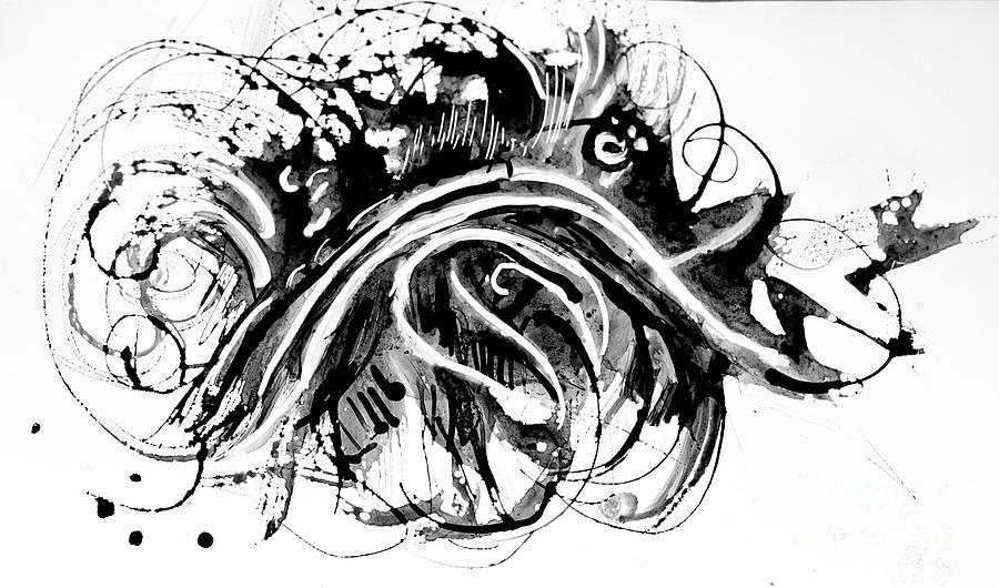 Virus Bug- Abstract Black White Painting