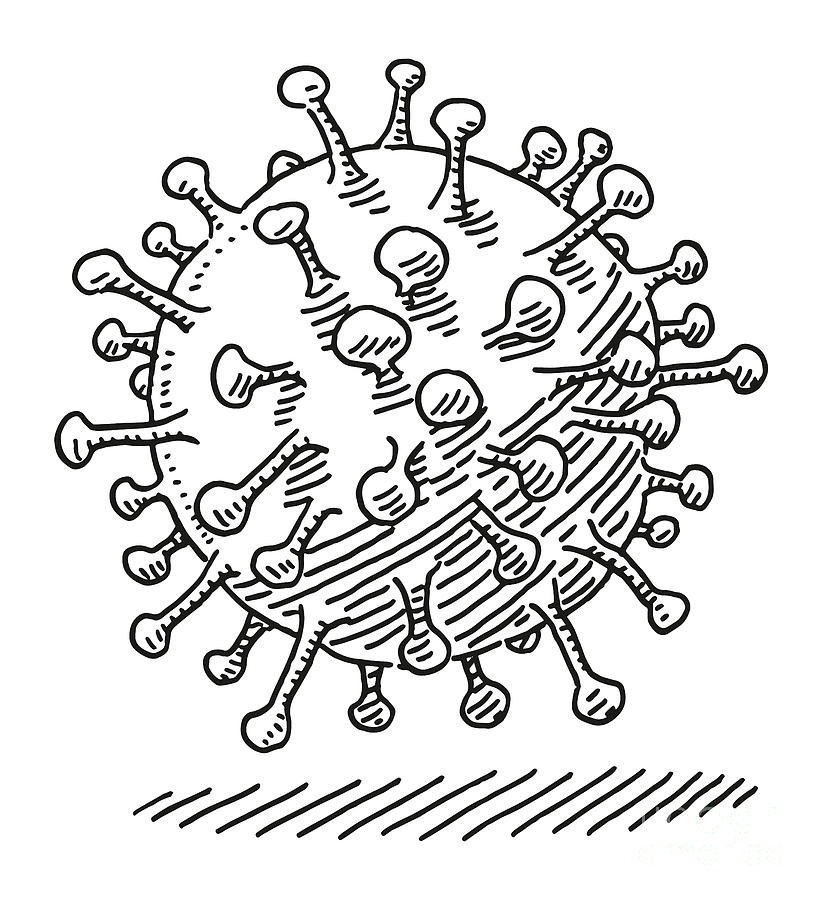 Black And White Drawing - Virus Infectious Disease Symbol Drawing by Frank Ramspott