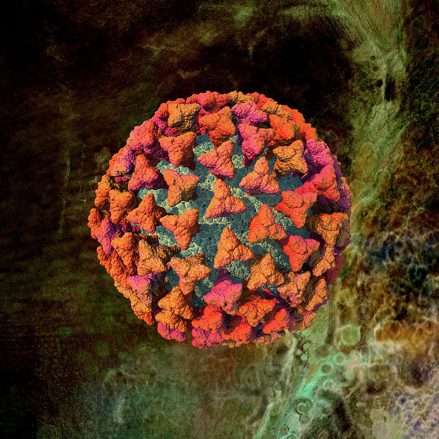 Vintage Flu Virus Dark Cave Digital Art by Russell Kightley