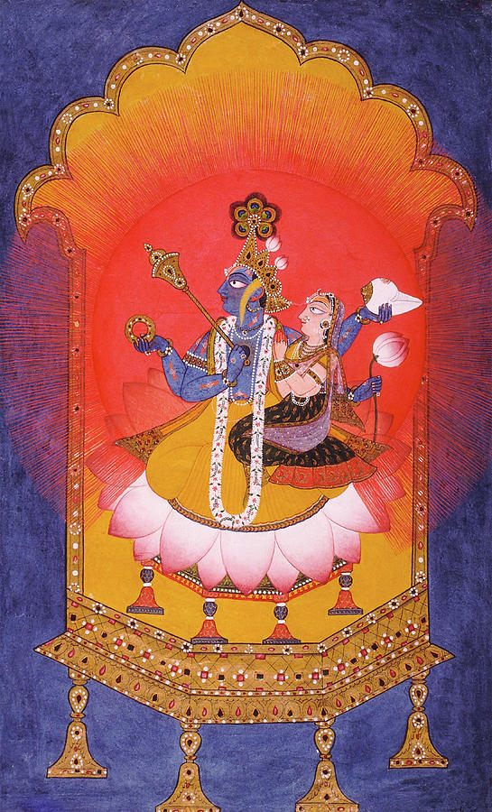 Vishnu and Laxmi, Pahari Painting from a private collection Photograph ...