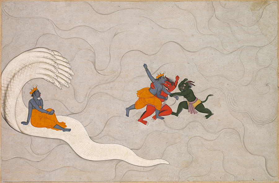 Vishnu Battles Madhu and Kaitabha, from a Markandeya Purana Painting by Anonymous