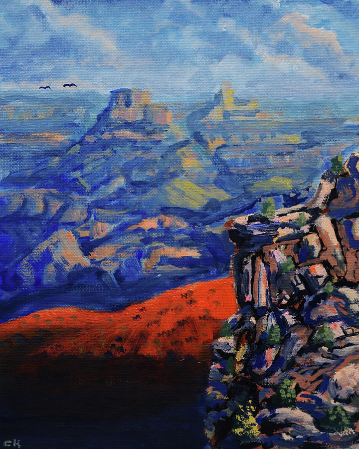 Vishnu Temple and Mather Point, Grand Canyon National Park Painting by Chance Kafka