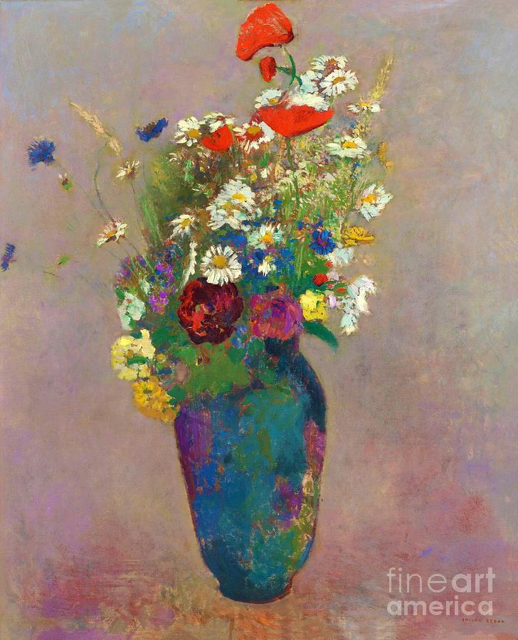 Vision or vase of flowers Painting by Odilon Redon