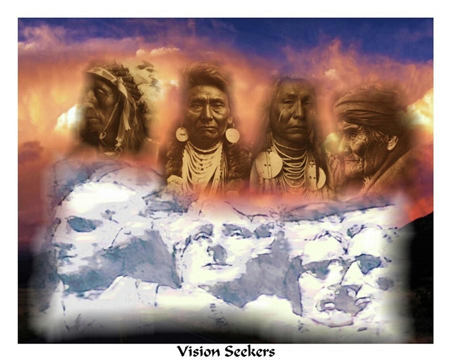 Mt Rushmore Digital Art - Vision Seekers Native American Indians by Peter Nowell