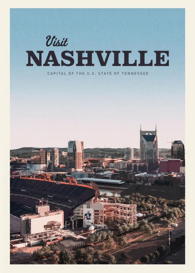 Visit Nashville Digital Art by Travel Posters - Fine Art America