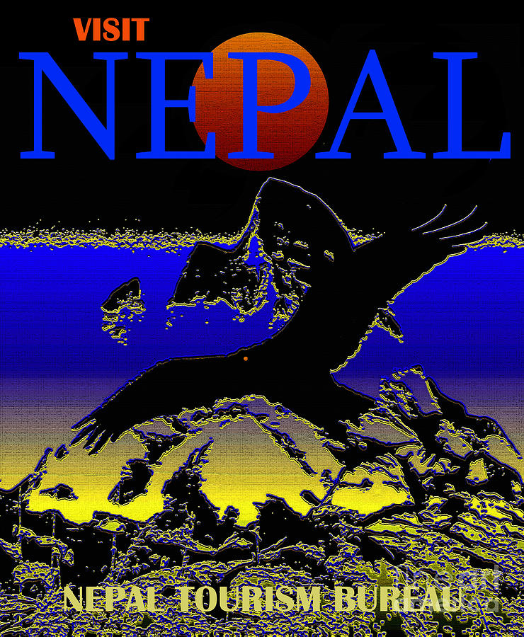 Visit Nepal Eagle Travel Poster Mixed Media