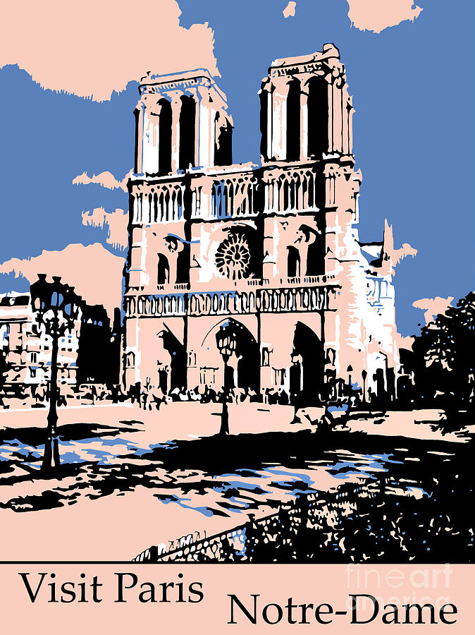 Notre Dame Drawing - Visit Paris The Notre-Dame Cathedral by Heidi De Leeuw