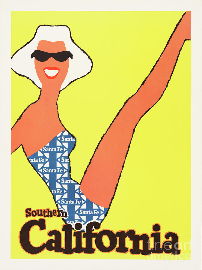Southern California Santa Fe Vintage United States Travel Advertisement Poster 