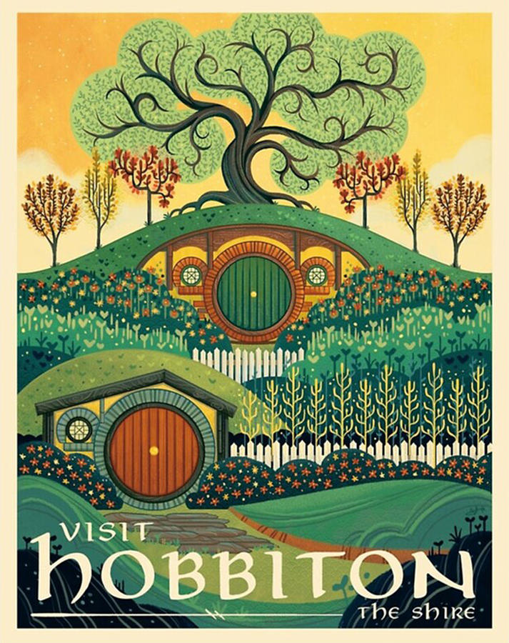 hobbiton travel poster