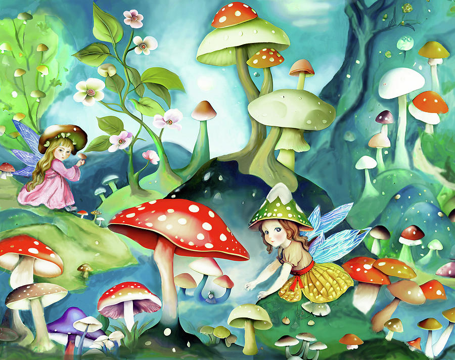 Visit to the Mushroom Forest Digital Art by Grace Iradian - Fine Art ...