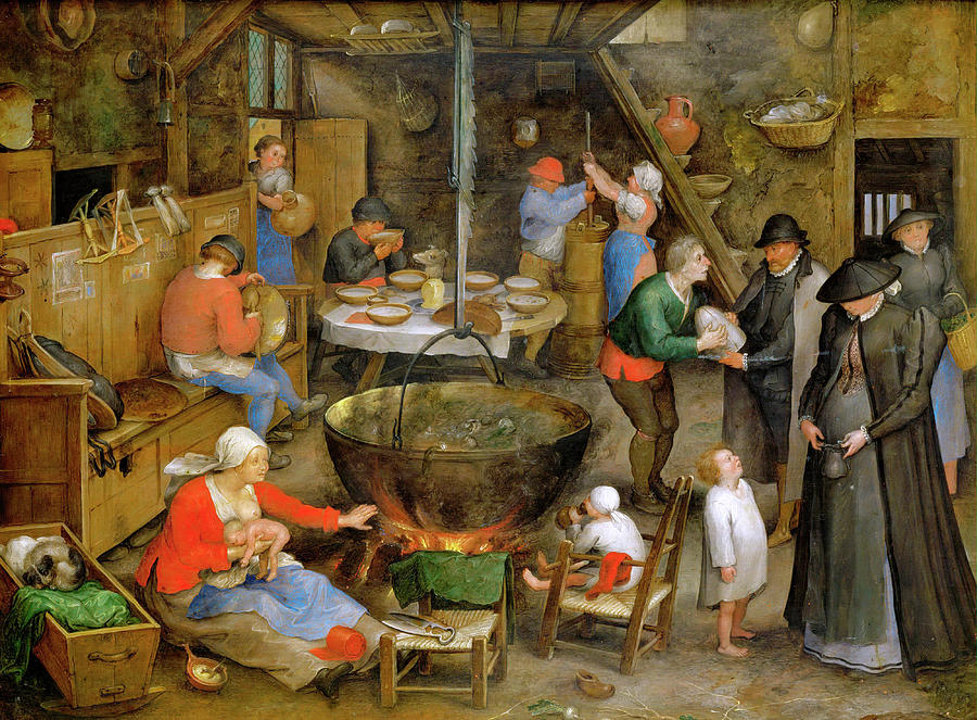 Visit to a peasant house. Painting by Jan Bruegel the Elder - Fine Art ...