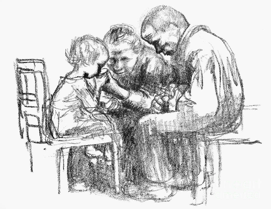 Visit to the Childrens Hospital, 1926 Drawing by Kathe Kollwitz