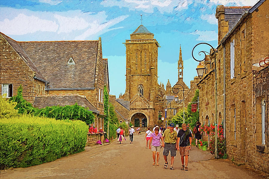 Visit to the medieval town of Locronan, Brittany - 2 - Watercolo Photograph by Jordi Carrio Jamila