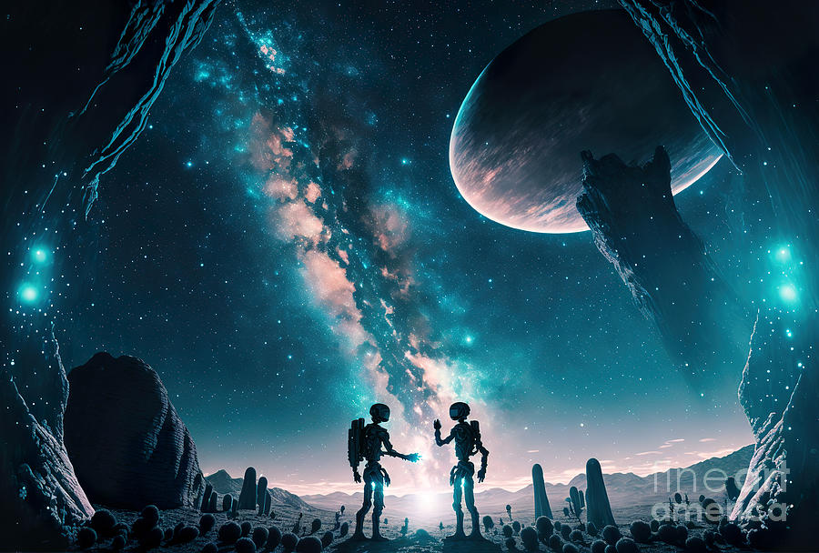 Visiting an alien planet Digital Art by Odon Czintos