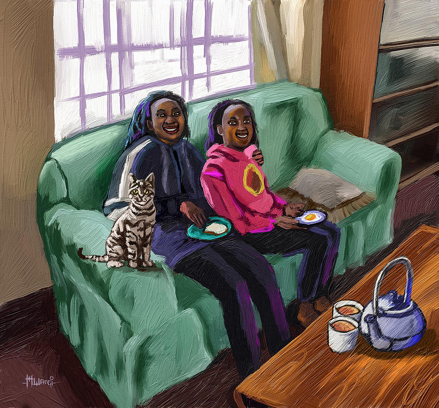 Visiting Grandma Painting by Anthony Mwangi