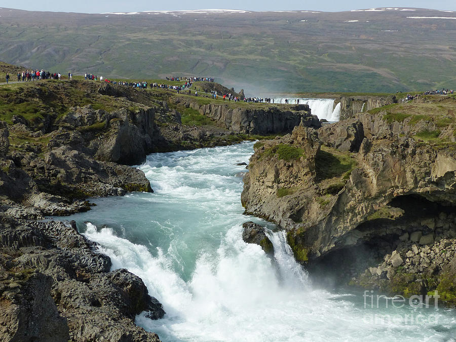 Visitors at Godafoss Waterfall, Iceland Photograph by Phil Banks