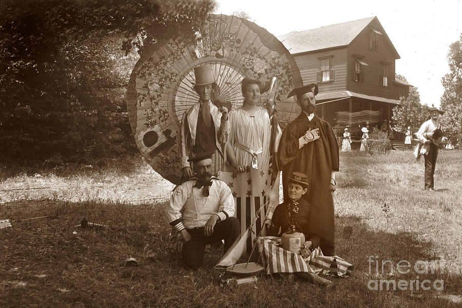 Marin County Photograph - Visitors dressed in costume for a performance at the Blithedale Hotel, Mill Valley,  by Monterey County Historical Society