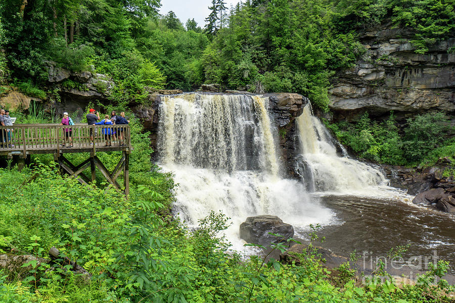Visitors view the main waterfall at Blackwater Falls State Park  Photograph by William Kuta