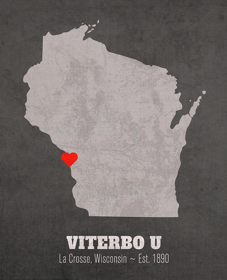 Map Mixed Media - Viterbo University La Crosse Wisconsin Founded Date Heart Map by Design Turnpike