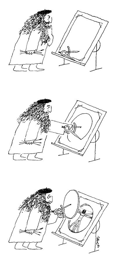 Vitruvian Man Cut Out Drawing by Tim Hunt
