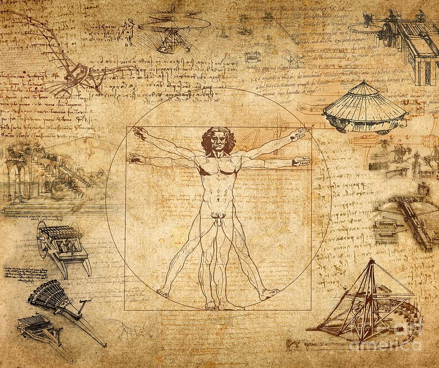 onthewall Da Vinci Vitruvian Man 30 x 40 cm Art Póster Impresión 