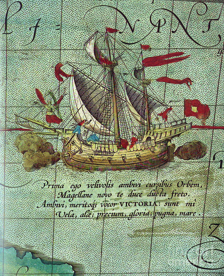 Vittoria in the Pacific Ocean Drawing by Abraham Ortelius