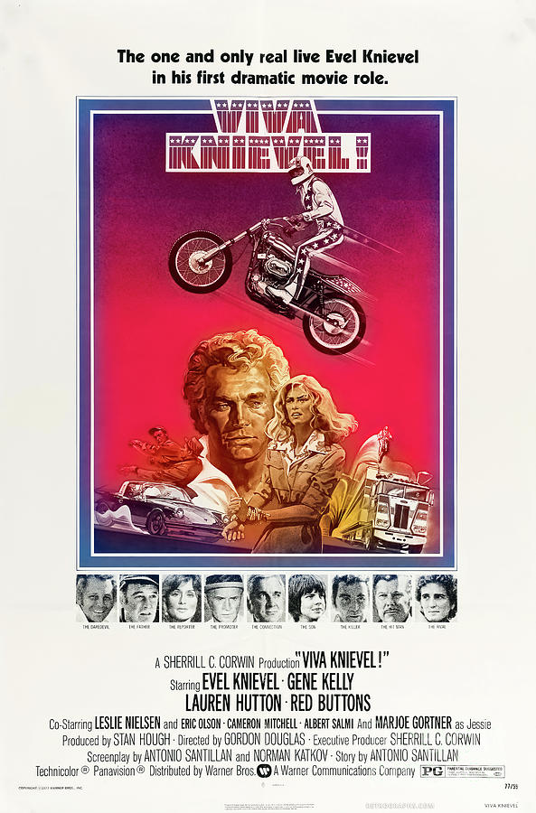 Vintage Mixed Media - Viva Knievel 1970s movie poster by Retrographs
