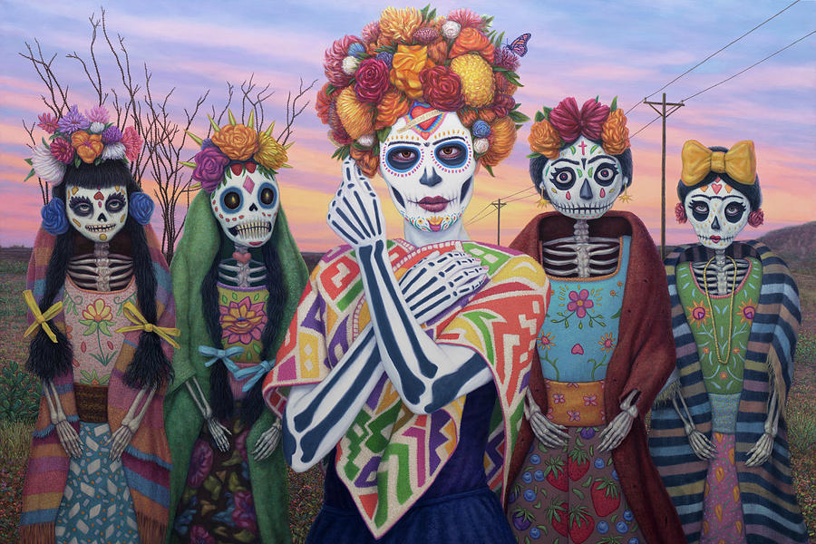 Viva Las Muertas Painting by James W Johnson