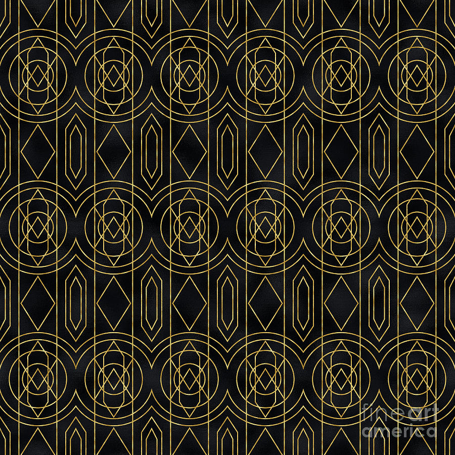 Viviana - Gold Black Art Deco Seamless Pattern Digital Art by Sambel Pedes