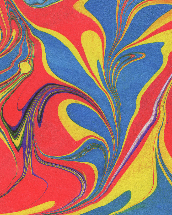 Vivid Bright Abstract Flower In Red Yellow Blue I  Painting by Irina Sztukowski
