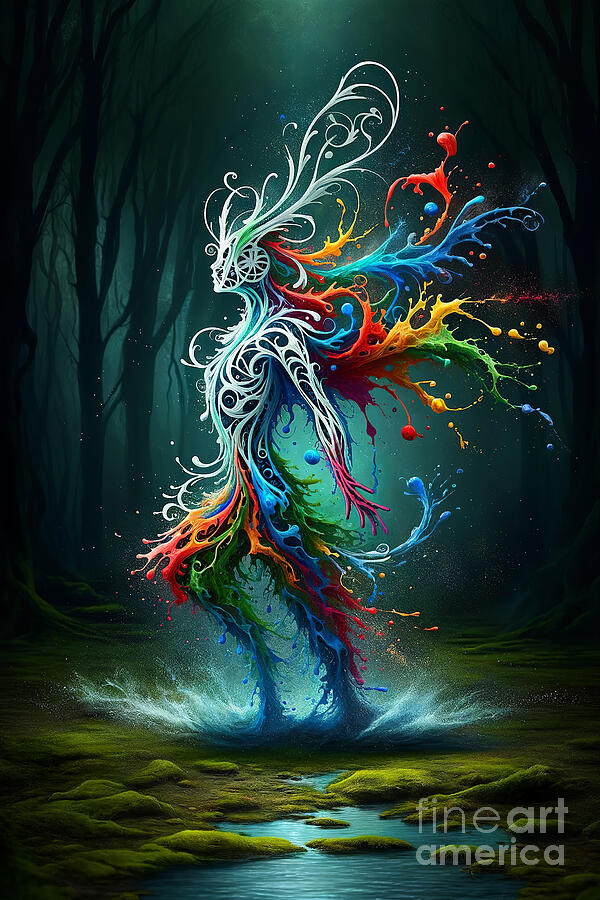 Vivid colors explode in a dynamic swirl resembling Digital Art by Odon Czintos