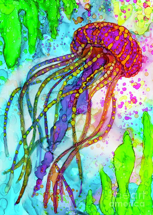 Vivid Jellyfish Painting Painting by Joanne Herrmann