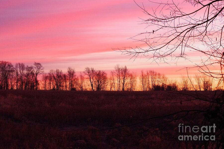 Nature Photograph - Vivid Pink Iowa Sunrise by Scott Mason Photography