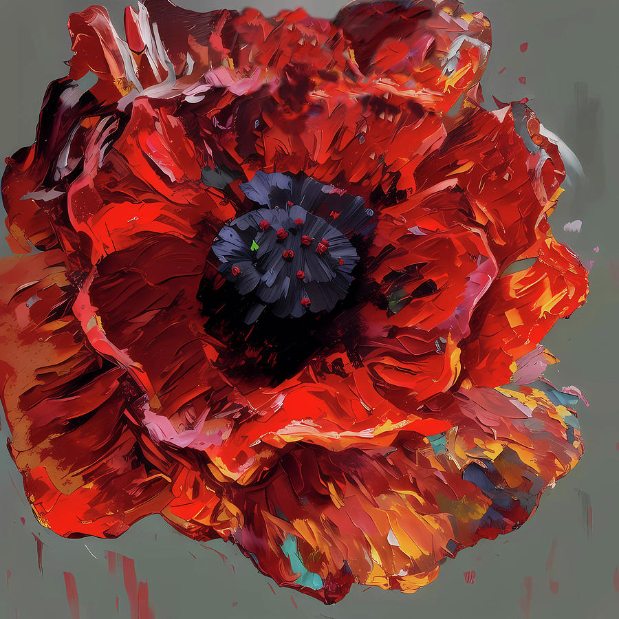 Vivid Scarlet Poppy v1 Digital Art by Regina Valluzzi
