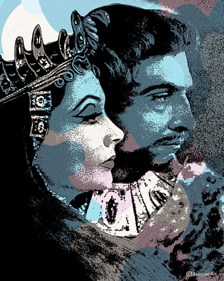 Vivien Leigh and Laurence Olivier modernized portrait Mixed Media by Movie World Posters