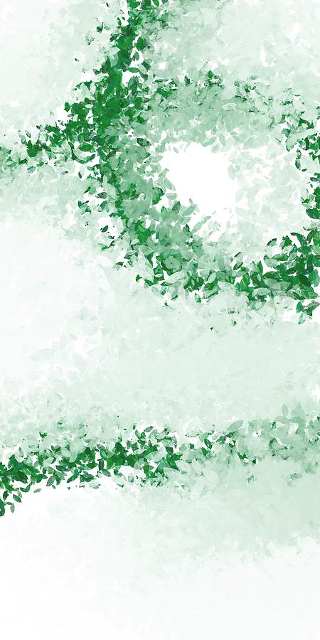 Vivienne 2 - Minimal, Modern - Abstract Floral Painting - Green And Off White Digital Art